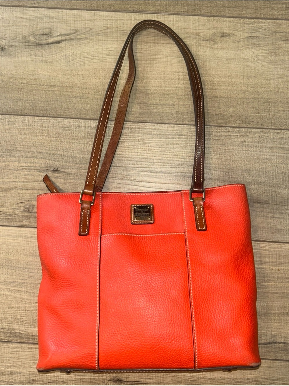 Dooney & Bourke Lexington Pebble Leather Shoulder Bag Purse Orange Small Vintage